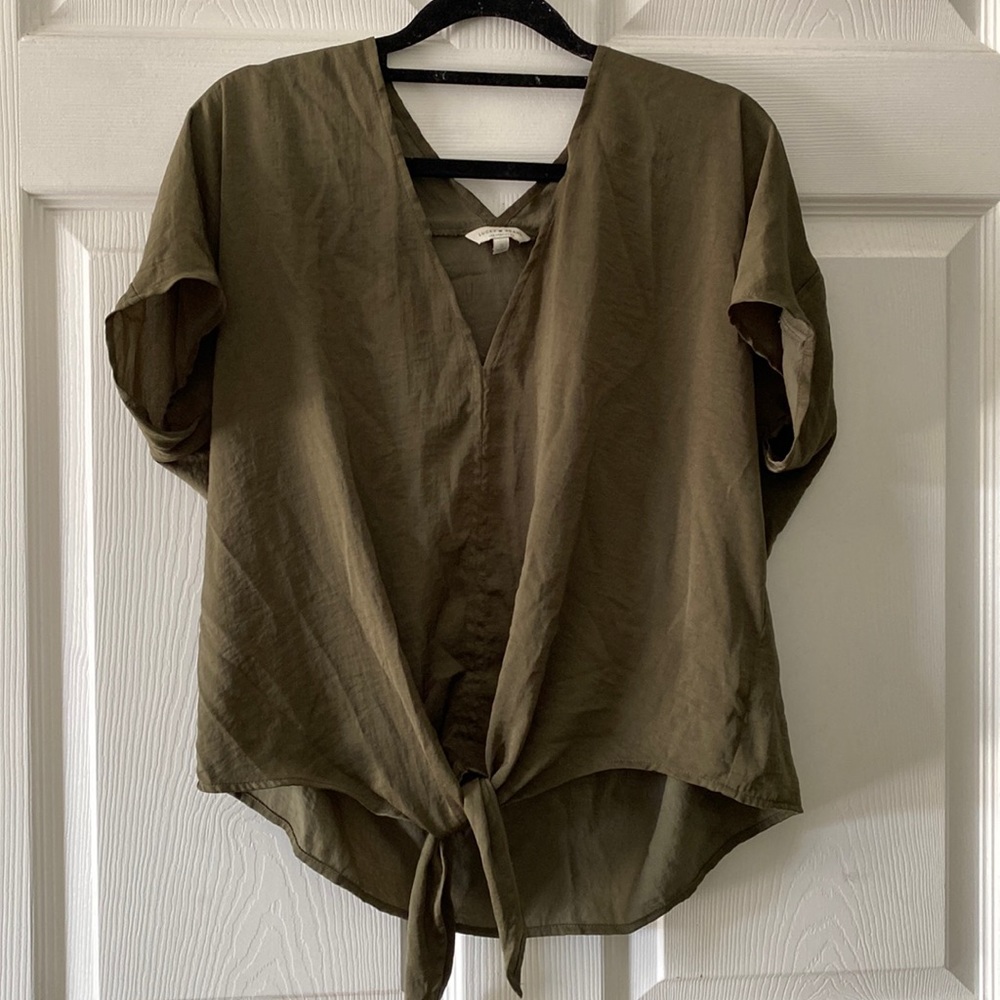 Army Green tie blouse